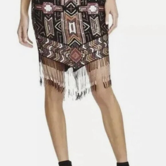 Haute Hippie Apache Embellished Mini Pencil Skirt Size 8 - Picture 7 of 7